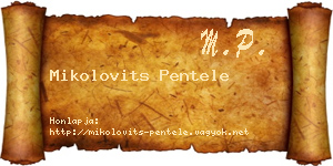Mikolovits Pentele névjegykártya